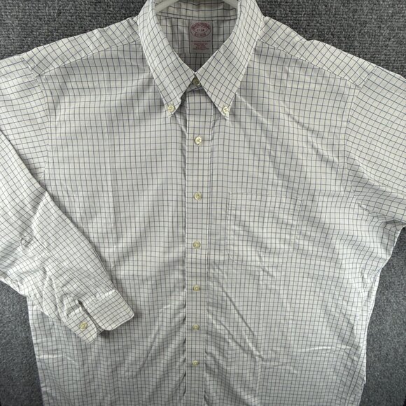 Brooks Brothers 17 34 Traditional Non-Iron Check All Cotton Button-Down Blue - Picture 2 of 11